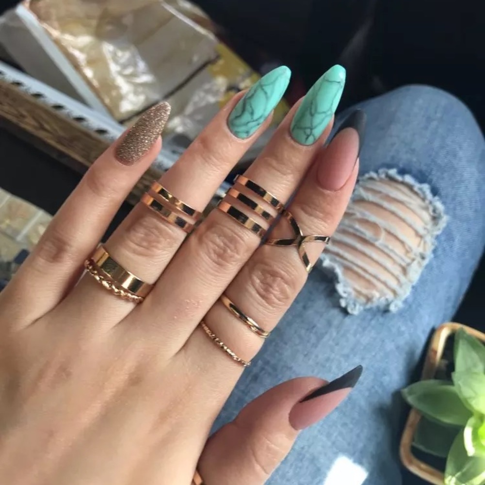 “Diana” Chic Trendy Gold Adjustable Cute Ring Set - Picture 12 of 15